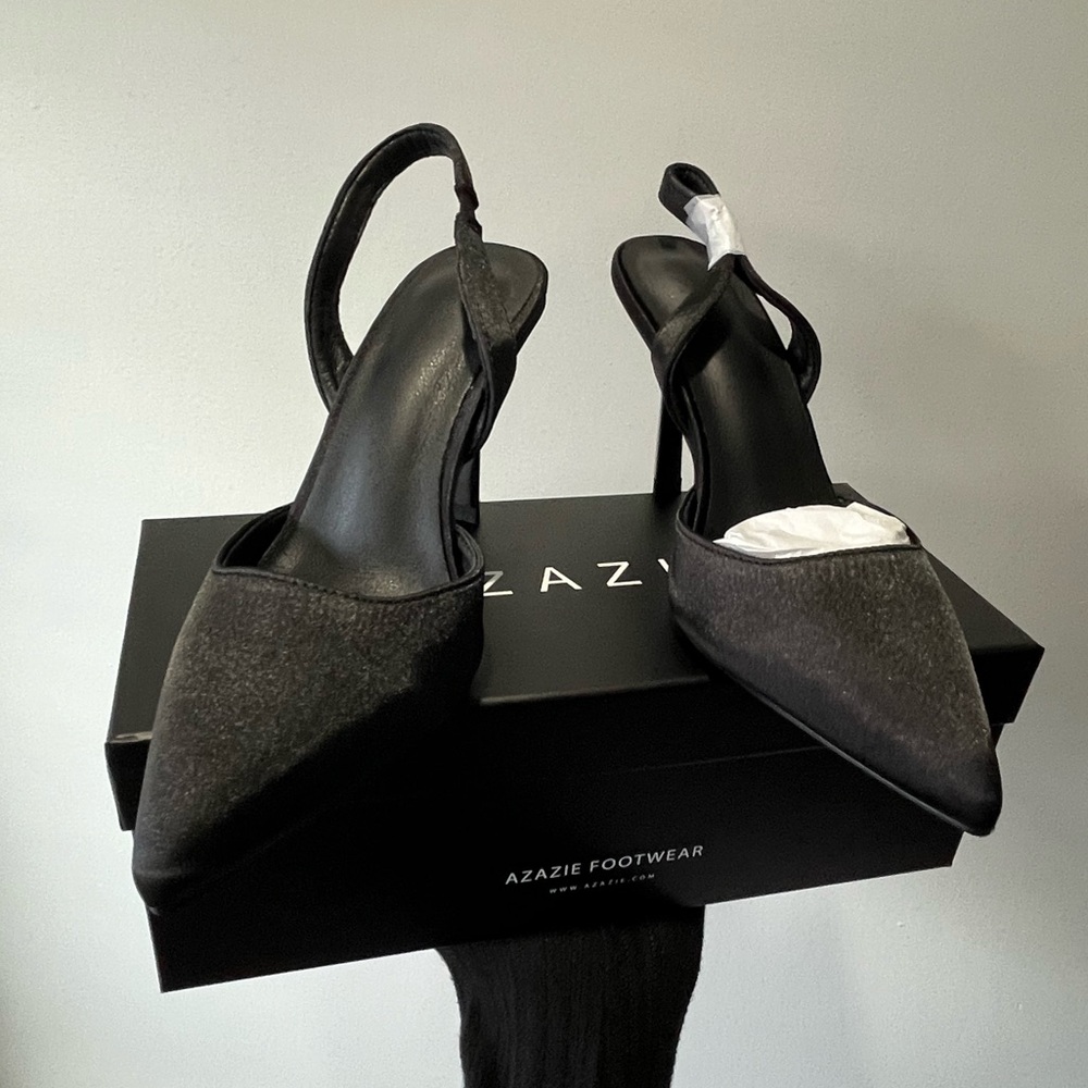 Satin Black Heels Size 37